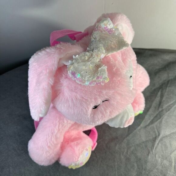 Bunny Rabbit Backpack Bag 13" Pink Plush Sequins Carried Away Easter Gift - Picture 8 of 11